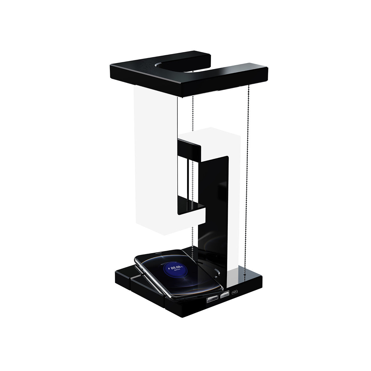 Anti-Gravity Wireless Charging Table Lamp - Magnetic Levitating Desk Lamp with Touch Control, USB Charging Ports, Modern Minimalist Design